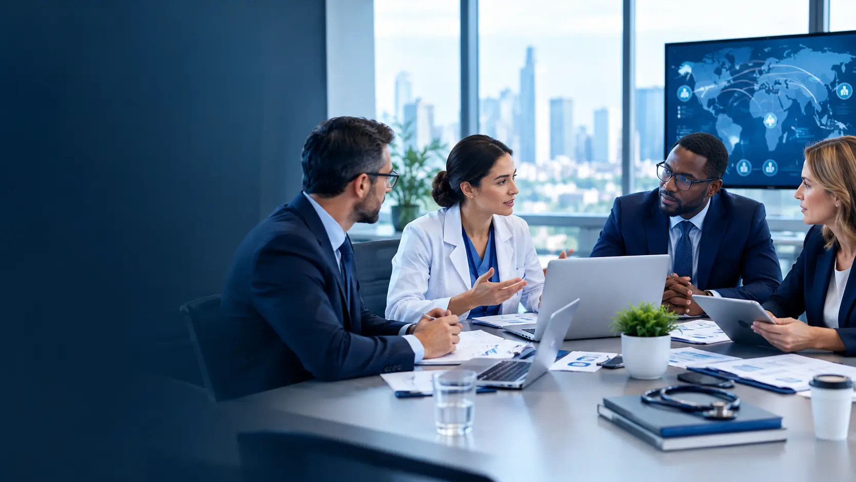 Advanced healthcare software interfaces showing secure data management